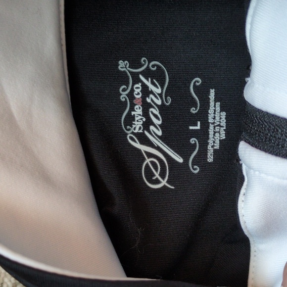 NWT Style & Co Sport Black And White Zip Up Jacket Size Large - Picture 2 of 5